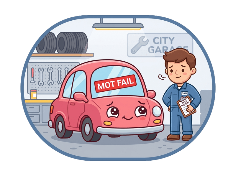 Illustration of mot failure car collection service by Scrap Car SW4 Clapham